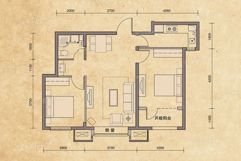 包頭裝修方案包頭禧瑞都三期·御府82.03㎡